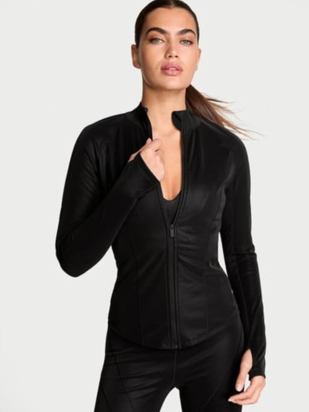 Victoria's Secret Suede Effect Vegan Leather Full Zip Active Jacket - Picture 5 of 6